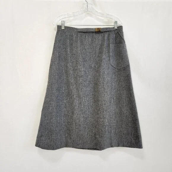 Vintage SUMMIT SPORTWEAR Minimalist Academia Wool Blend Gray Midi Skirt Size 10. - Picture 2 of 16